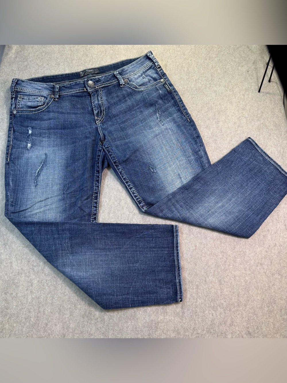Silver Jeans Women's “Sam Boyfriend”  Dark Blue Bootcut Denim W34xL28